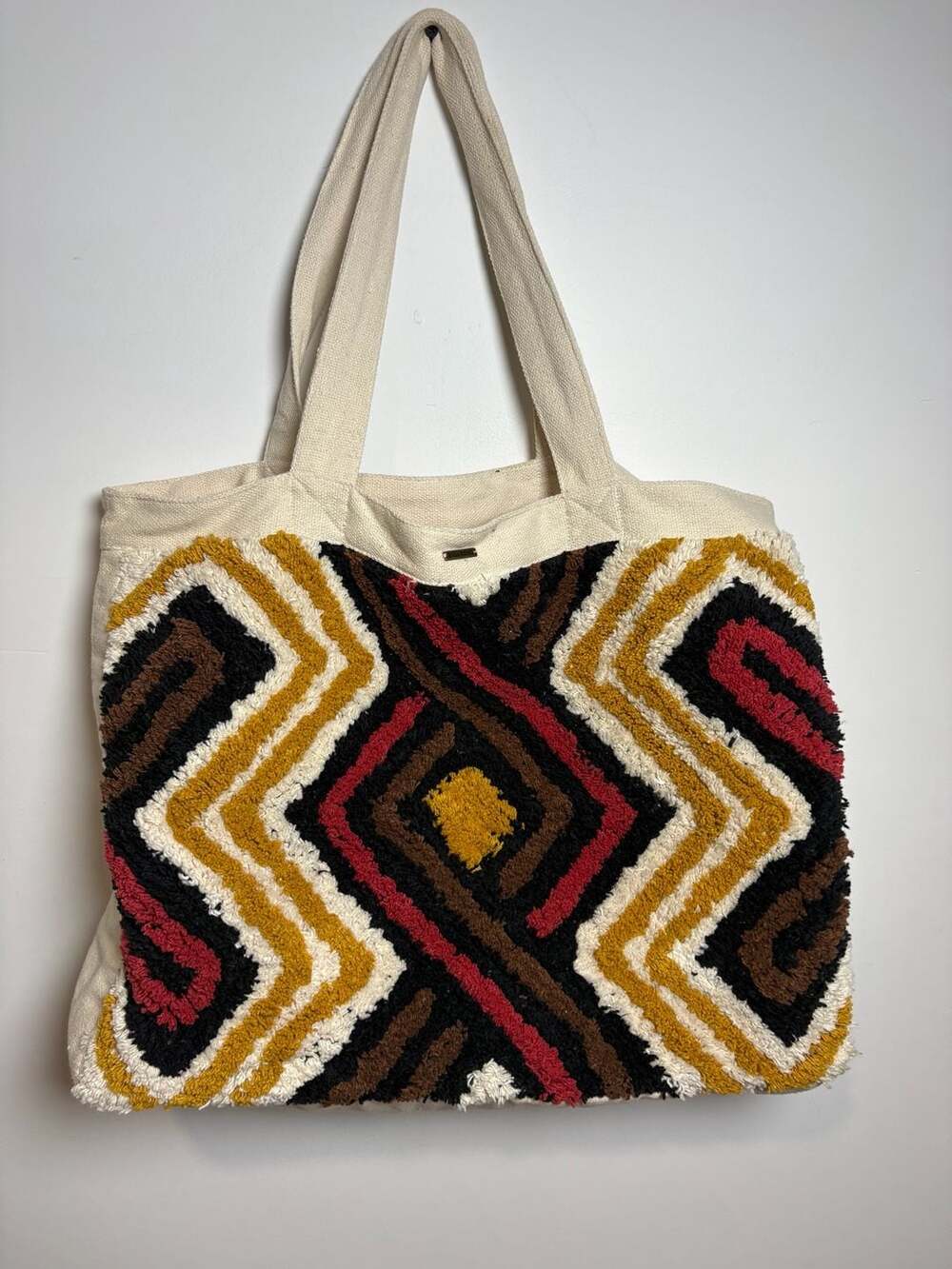 Billabong Yorke Bag Black Burnt Tufted Geometric Tote Bag
